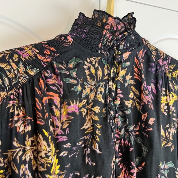 H&M Women's Colorful Floral Print Dress with Ruffle cuffs and neckline - Picture 4 of 6